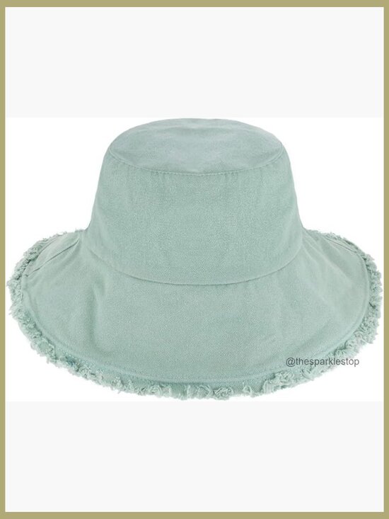 Frayed Bucket Hat Washed Cotton Floppy Wide Brim Summer Beach main image 5